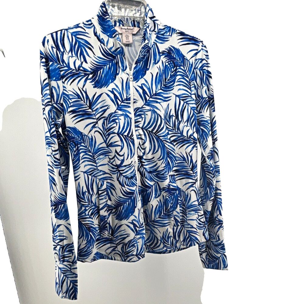 Tommy Bahama Golf Women’s Tropical Print full zip light jacket M Blue/White